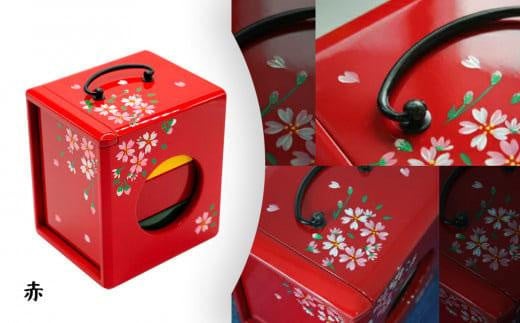 お弁当箱「遊山箱」（桜柄）【赤】3段重ねの木製 993534 - 徳島県徳島市