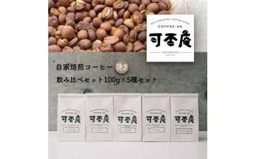 自家焙煎コーヒー(挽き)飲み比べセット100g×5種 993139 - 徳島県徳島市