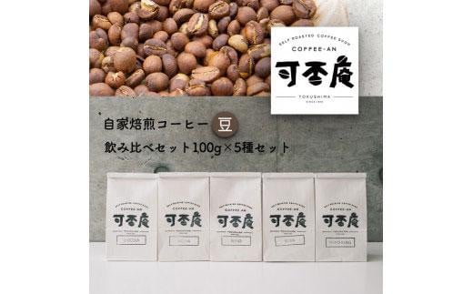 自家焙煎コーヒー(豆)飲み比べセット100g×5種 993137 - 徳島県徳島市