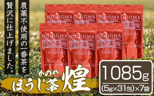 1402 農薬不使用一番茶のほうじ茶「煌～きらめき～」31包×７袋 1021565 - 鹿児島県鹿屋市