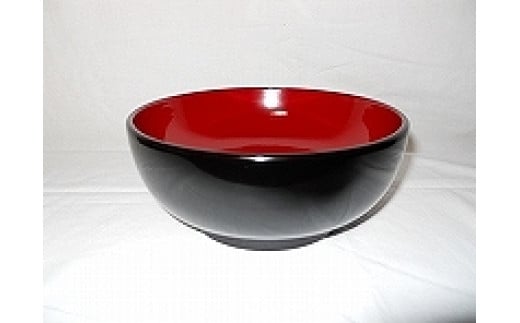 川連漆器　麺鉢　黒内朱[C9-5901]