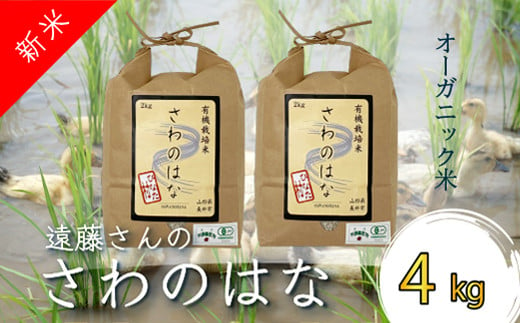 【令和6年産新米】【オーガニック米】遠藤さんの「さわのはな」4kg(2kg×2袋)_A081(R6) 693650 - 山形県長井市