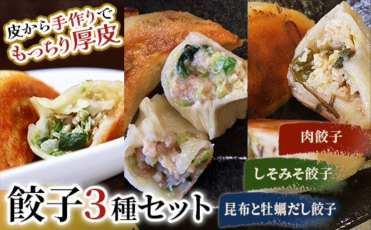 肉餃子・しそみそ餃子・昆布と牡蠣の旨味だし餃子 F4F-2515 1006788 - 北海道釧路市
