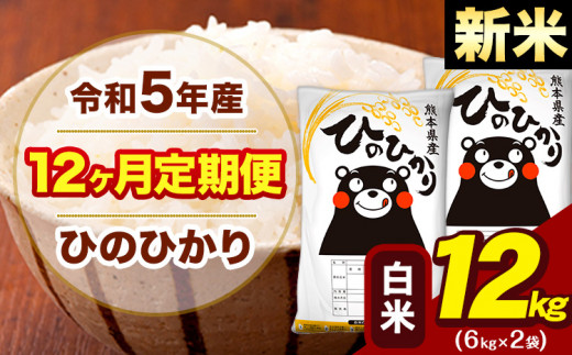 新米 令和5年産 【12ヶ月定期便】 ひのひかり 白米 12kg (6kg×2袋) 計