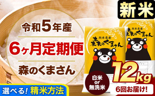 新米 令和5年産 森のくまさん 【6ヶ月定期便】 白米 or 無洗米 《11