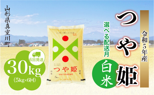 ＜配送時期が選べて便利な定期便＞ 令和5年産 特別栽培米 つや姫 【白米】 定期便 30㎏（5kg×1カ月間隔で6回お届け） ＜配送時期指定可＞  山形県 真室川町|株式会社ちいき物産