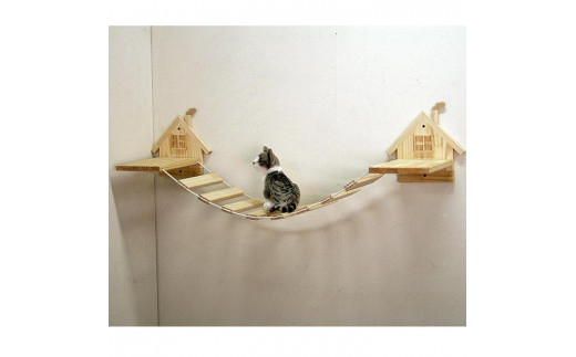 ペット　木製　吊り橋　キャットウォーク　ペット用品　ハンドメイド