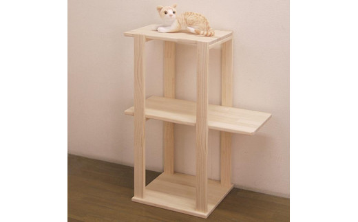 ハンドメイド パイン材キャットタワー（オプションＡ） 木製 猫グッズ