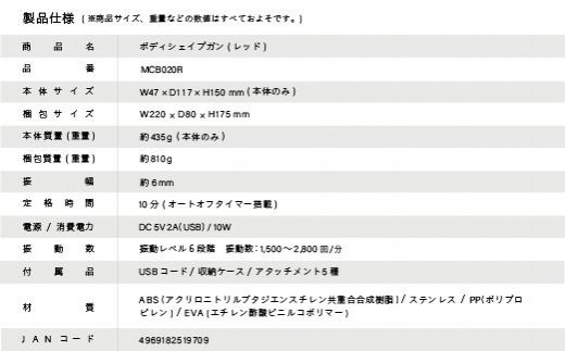 大阪府高槻市のふるさと納税 ボディシェイプガン レッド/MCB020R