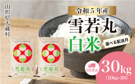 令和5年産 大蔵村 雪若丸 【白米】 定期便 30㎏（10kg×1カ月間隔で3回お届け） ＜配送時期指定可＞|株式会社ちいき物産（もがみ南部営業所）