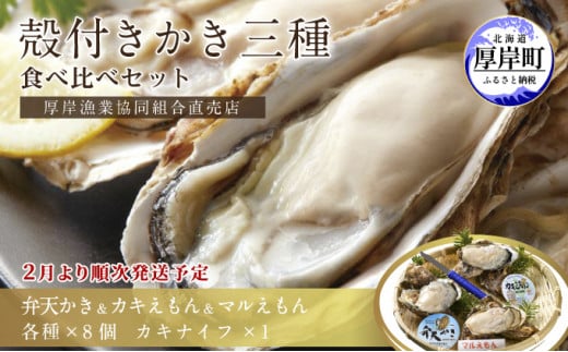 2025年2月発送 北海道 厚岸産 殻かき三種 食べ比べ セット　[№5863-0961]