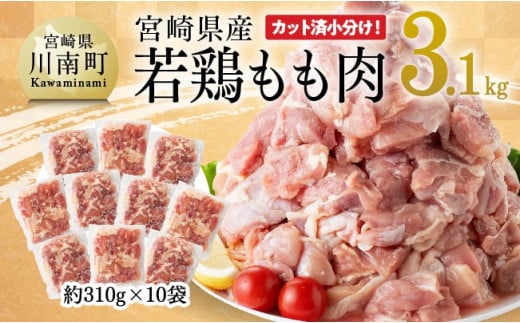 【令和6年8月発送】 宮崎県産 若鶏 もも肉 310g×10袋 (3.1kg) 【 鶏肉 モモ肉 肉 小分け からあげ チキン南蛮 国産 九州産 宮崎県産 送料無料 】