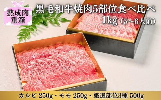 《格之進》熟成肉二段重 黒毛和牛 焼肉 5部位食べ比べ1kg（5～6人前） 1012577 - 岩手県一関市
