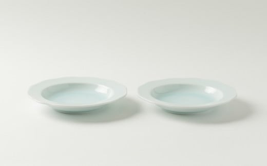 伊万里焼 虎仙窯 青白磁スープ皿(大)2枚セット