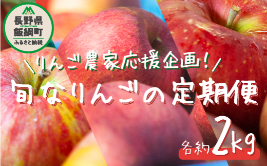 りんご農家応援企画！農家直送！旬のりんご3回定期便2kg 品種おまかせ