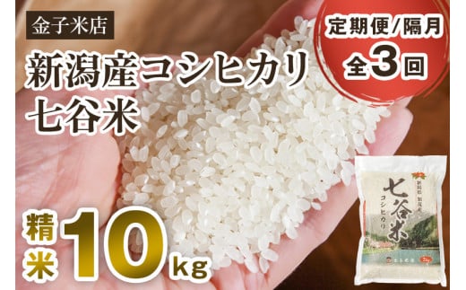 【定期便3回隔月お届け】【2024年先行予約】【令和6年産新米】老舗米穀店が厳選 新潟産 従来品種コシヒカリ「七谷米」精米10kg（5kg×2）白米 窒素ガス充填パックで鮮度長持ち 金子米店 定期便 1007505 - 新潟県加茂市