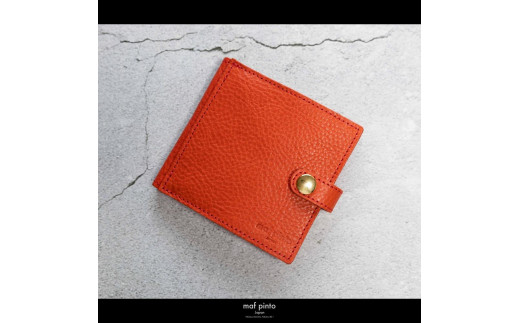 maf pinto (マフ ピント) 二つ折り財布 スナップボタン付き レッドシュリンク レザー 本革 日本製