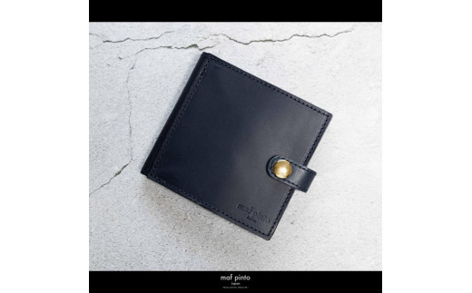 maf pinto (マフ ピント) 二つ折り財布 スナップボタン付き ネイビー レザー 本革 日本製