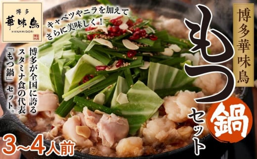 博多華味鳥 もつ鍋セット (3～4人前)【もつ お肉 もつなべ にく もつ鍋 食品 もつ 人気 もつなべ おすすめ もつ鍋 人気店 もつ 送料無料 ギフト 福岡県 大川市 HR002】