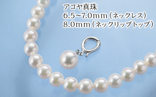 パール ネックレス 6.5-7.0mm ネックリップトップ 8.0mm 井上真珠店 アクセサリー ペンダント アコヤ真珠 真珠ファッション 特産品  国産 愛媛 宇和島 A150-004008