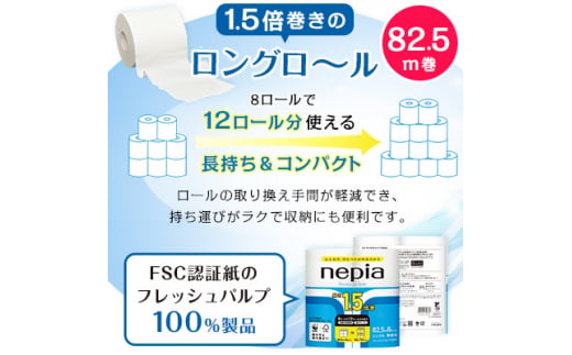 徳島県阿南市のふるさと納税  ネピア プレミアムソフト トイレットロール 8ロール シングル 82.5m 無香料 (8パック) トイレットペーパー _ 1.5倍 日用品 防災 備蓄 生活用品 消耗品 【1317629】