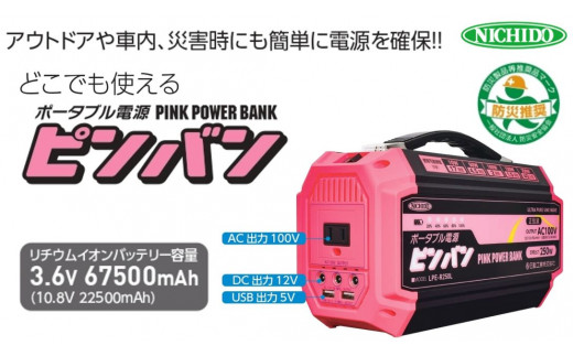 ポータブル電源ピンバン｜250W 100V 正弦波インバーター アウトドア 車