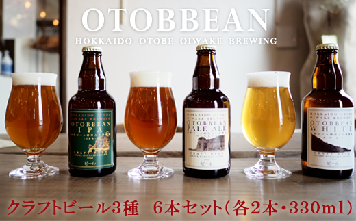 ＜OTOBBEAN-オトビアン-　6本セット（3種類×各2本）＞クラフトビール　330ml 1032120 - 北海道乙部町