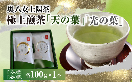 奥八女上陽茶　極上煎茶「天の葉」100ｇ・極上煎茶「光の葉」100ｇセット箱