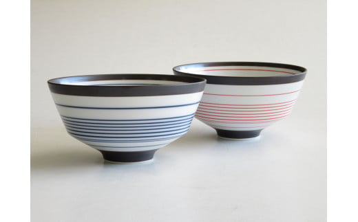 有田焼 呉須錆線紋 青&赤・段付丼 ARITA PORCELAIN LAB(アリタポーセリンラボ)