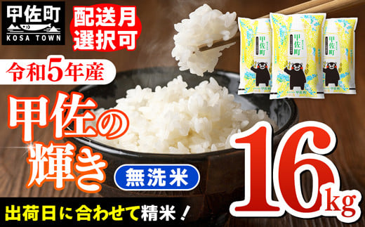 令和5年産『甲佐の輝き』無洗米16kg（5kg×2袋、6kg×1袋）【配送月選択