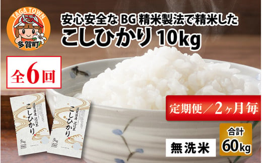 【令和5年産】【定期便】【隔月6回】 BG無洗米 こしひかり計60kg（10kg × 6回） [G-00401]