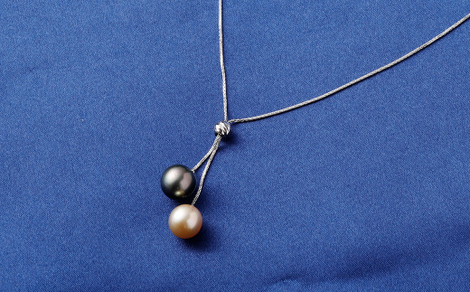 Wgタヒチ南洋ゴールデンスライド付き 46cm 真珠 ネックレス
