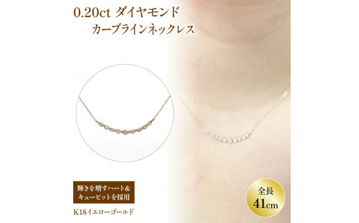 ハート&キューピット カーブライン ダイヤモンドネックレス 0.2ct