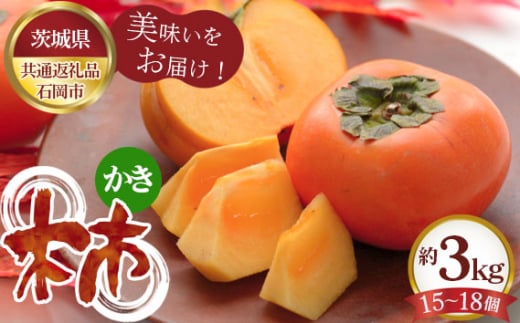 [先行予約]柿 約3kg(15〜18個)[茨城県共通返礼品 石岡市] / 旬 新鮮 かき カキ 果物 フルーツ 茨城県 特産品
