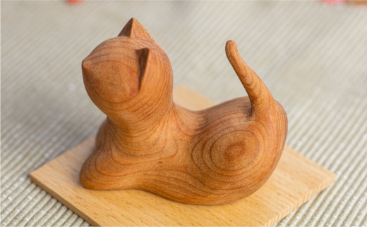 工房木ながの猫ちゃん 木製手作り 木工雑貨 木彫り ねこ