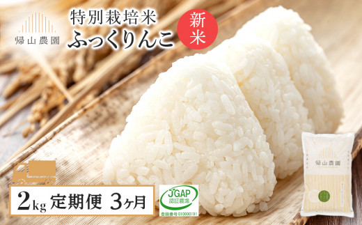 【定期便】☆新米発送☆特別栽培米産地直送 ふっくりんこ 2kg×3回 《帰山農園》【定期便・頒布会特集】