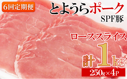 【6ヵ月 定期便 】 とようらポーク1kg ロース スライス 小分け 北海道豊浦産 SPF豚