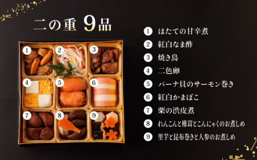 【年内発送】生おせち 二段重 3〜4人前 20品 冷蔵 盛付済み 迎春 新春 おせち 年内発送 数量限定 2024年 和風【食彩の里  ふしみ】[YAG008] 60000 60,000 60000円 60,000円 6万円