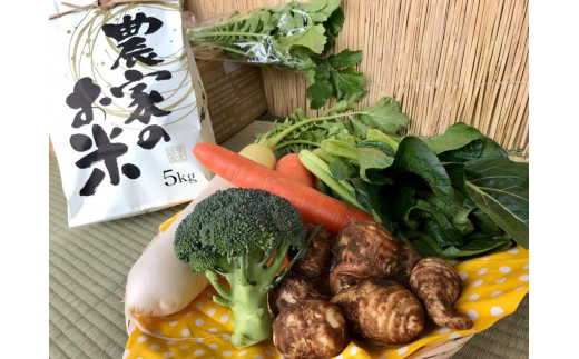 KBE-22　【栽培期間農薬不使用】お米と野菜セット 1042523 - 茨城県鹿嶋市