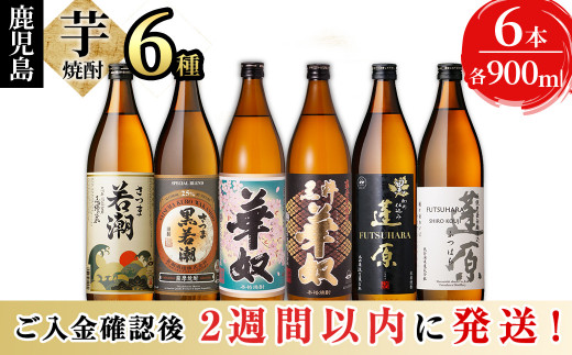 志布志の本格芋焼酎3蔵元飲み比べセット(各900ml・計6本) b2-025