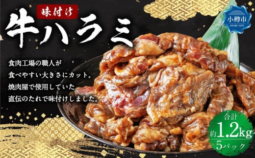牛肉 味付け 牛ハラミ 5パック(約1.2kg) 1045507 - 北海道小樽市