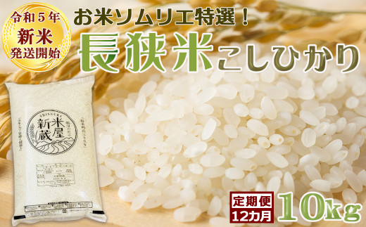 《令和５年新米》【米屋新蔵の定期便】お米ソムリエ特選『長狭米コシヒカリ』10kg×12回　[0160-0001]