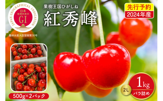 2024年産 GI東根さくらんぼ紅秀峰 ２L 1kgバラ詰め(500g×2P) 株式会社