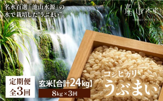 【令和5年米　定期便3回】うぶまい(コシヒカリ　玄米)8kg〈阿蘇の名水　池山水源米〉 1051429 - 熊本県産山村