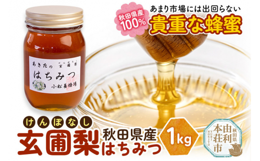 小松養蜂場 はちみつ 秋田県産 100% 玄圃梨蜂蜜 1kg - 秋田県由利本荘