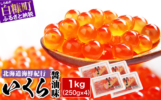 北海道海鮮紀行いくら(醤油味) 1kg(250g×4) いくら イクラ 小分け 国産 完熟卵のみ 極上品 20杯分 賞味期限1年以上 鮮度抜群 いくら醤油漬 鮭いくら 鮭イクラ イクラ醤油漬 鮭 鮭卵 いくら醤油漬け イクラ醤油漬け ikura いくら醤油漬 醤油いくら 醤油イクラ 冷凍いくら 冷凍イクラ 醤油鮭いくら 醤油鮭イクラ 人気 ふるさと納税 ふるさとチョイス 北海道 白糠町