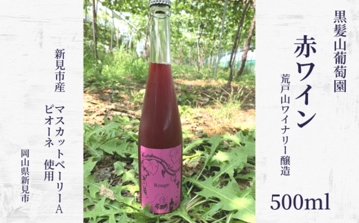 黒髪山葡萄園 赤ワイン 500ml 岡山ワインバレー醸造 1本 - 岡山県新見