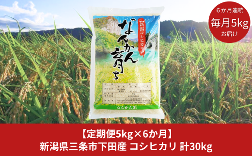 [定期便 5kg×6か月] コシヒカリ 新潟県三条市下田産 こしひかり 計30kg 令和6年産米 6か月連続でお届け [JAえちご中越]【043S005】 1057877 - 新潟県三条市