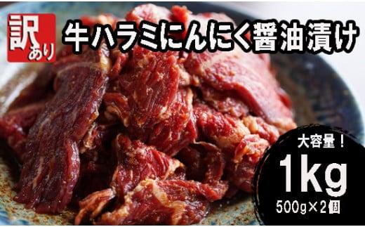 [ 訳あり ] 牛ハラミ にんにく醤油漬け 1kg (500g×2) 牛肉 牛 肉 ビーフ ハラミ 味付 にんにく ガーリック ガーリック醤油 冷凍 小分け 真空パック 簡単調理 簡単 調理 カット 焼肉 焼き肉 熨斗 贈答 ギフト お歳暮 御歳暮 御中元 お中元 便利 キャンプ アウトドア おかず ふるさと納税肉 京都 舞鶴 幸福亭