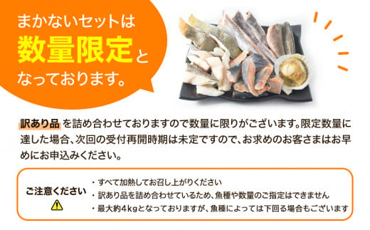 【緊急支援品】訳あり 北海道のおさかな屋さんの まかないセット 最大約4kg 事業者支援 中国禁輸措置